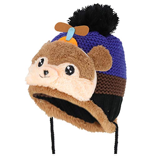 Trendy Apparel Shop Kid's Youth Size Bear Pom Knit Beanie with Tassel