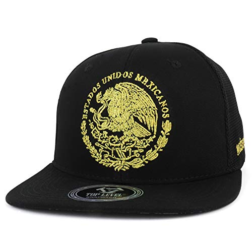 Trendy Apparel Shop Estados Unidos Mexicanos Embroidered Mesh Snapback Cap - Black Black