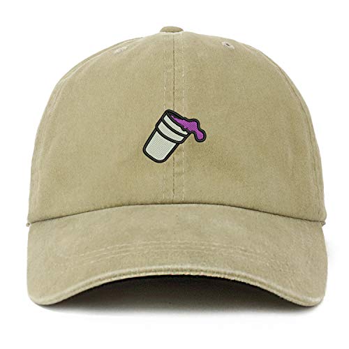 Trendy Apparel Shop XXL Double Cup Morning Coffee Embroidered Unstructured Washed Pigment Dyed Baseball Cap