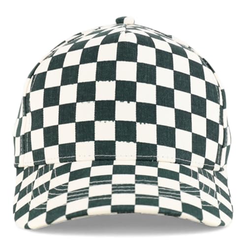 Trendy Apparel Shop Structured 5 Panel Checkered Print Baseball Cap