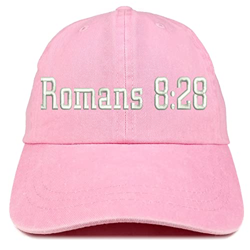 Trendy Apparel Shop Romans 8:28 Washed Pigment Dyed Baseball Cap