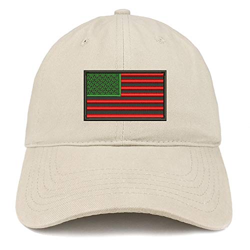 Trendy Apparel Shop American Flag Green RED Black Embroidered Soft Crown 100% Brushed Cotton Cap