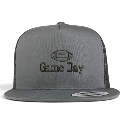 Trendy Apparel Shop Football Game Day Embroidered 5 Panel Flatbill Trucker Mesh Cap