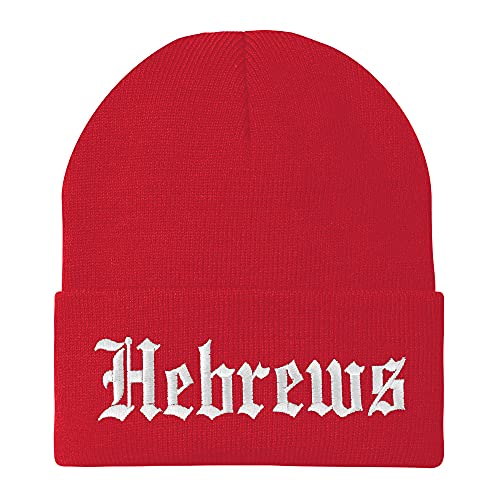 Trendy Apparel Shop Hebrews Old English Embroidered Long Cuff Beanie