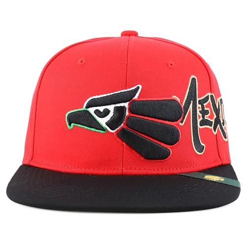 Trendy Apparel Shop Mexico Eagle Embroidered Flatbill Snapback Cap