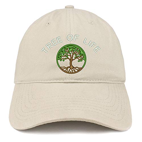 Trendy Apparel Shop Tree of Life Embroidered Soft Crown 100% Brushed Cotton Cap