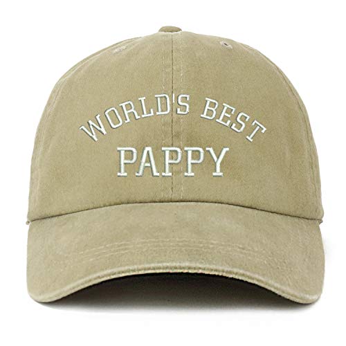 Trendy Apparel Shop XXL World's Best Pappy Embroidered Unstructured Washed Pigment Dyed Baseball Cap