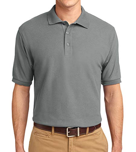 Trendy Apparel Shop Silky Classic Comfortable Fit Wrinkle Resistant Polyester Blend Men's Polo Big and Tall Shirt