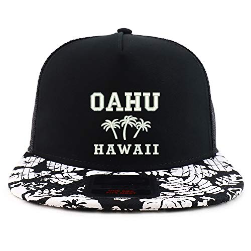 Trendy Apparel Shop Oahu Hawaii Embroidered Floral Bill Mesh Snapback Cap