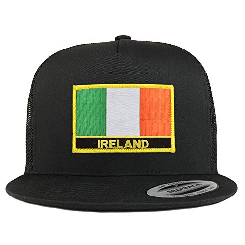 Trendy Apparel Shop Flexfit XXL Ireland Flag 5 Panel Flatbill Trucker Mesh Snapback Cap
