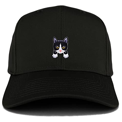 Trendy Apparel Shop Tuxedo Cat Kitten Patch Structured Baseball Cap