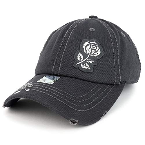 Trendy Apparel Shop Rose High Frequency Patch Frayed Women's Baseball Cap