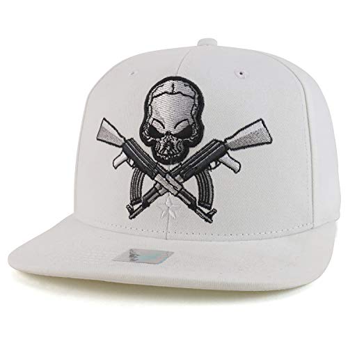 Trendy Apparel Shop Skull AK47 Rifle Gun Embroidered Cotton Flatbill Snapback Cap