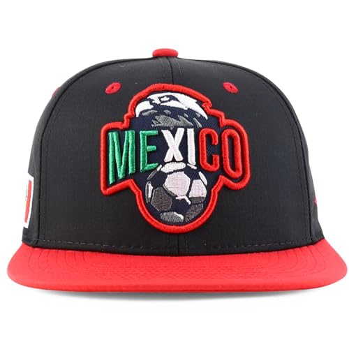 Trendy Apparel Shop Mexico El Tri Soccer Theme Embroidered Flatbill Snapback Cap