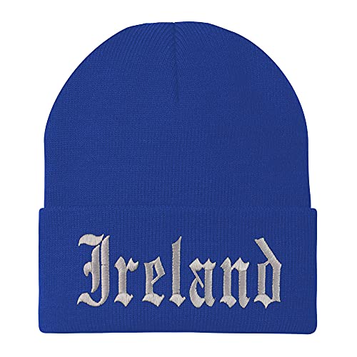 Trendy Apparel Shop Ireland Old English Embroidered Long Cuff Beanie