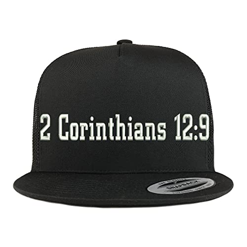 Trendy Apparel Shop 2 Corinthians 12:9 5 Panel Flatbill Trucker Cap