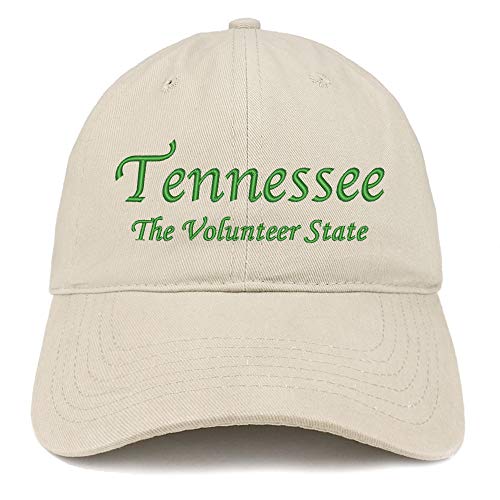 Trendy Apparel Shop Tennessee The Volunteer State Embroidered Soft Crown 100% Brushed Cotton Cap