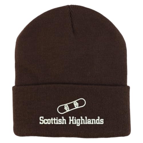 Trendy Apparel Shop Scottish Highlands Snowboard Logo Embroidered Long Cuff Beanie