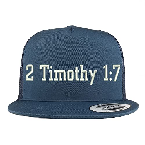 Trendy Apparel Shop 2 Timothy 1: 7 5 Panel Flatbill Trucker Cap