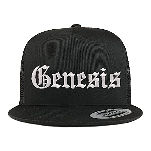 Trendy Apparel Shop Genesis Old English 5 Panel Flatbill Trucker Cap