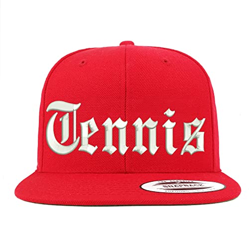 Trendy Apparel Shop Old English Tennis Embroidered Flatbill Snapback