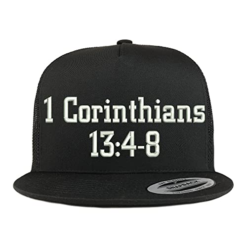 Trendy Apparel Shop 1 Corinthians 13:4-8 5 Panel Flatbill Trucker Cap