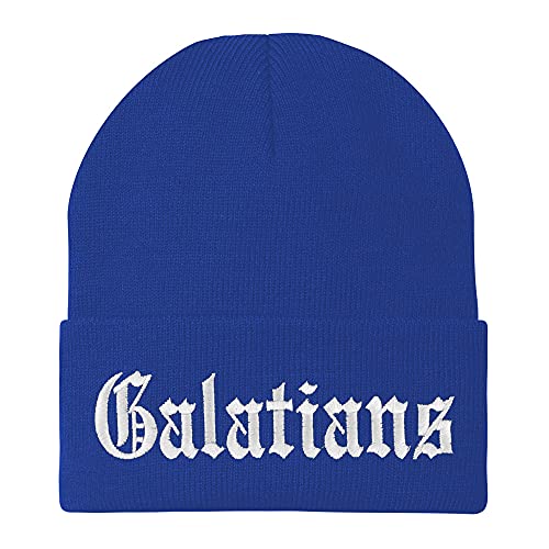 Trendy Apparel Shop Galatians Old English Embroidered Long Cuff Beanie
