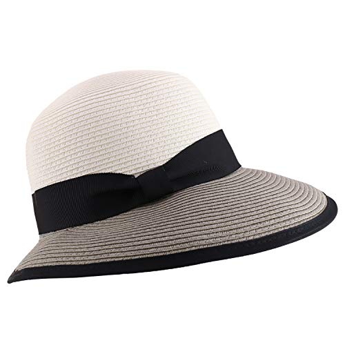 Trendy Apparel Shop UPF 50+ Women's Paper Braid Unbalanced Brim Sun Hat