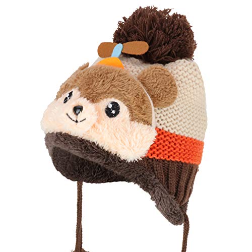 Trendy Apparel Shop Kid's Youth Size Bear Pom Knit Beanie with Tassel