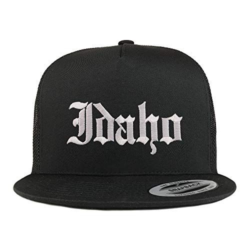Trendy Apparel Shop Idaho State Old English 5 Panel Flatbill Trucker Mesh Cap