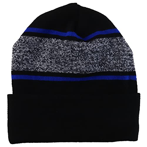 Trendy Apparel Shop Made in USA Striped Contrasting Stripes Long Cuff Beanie