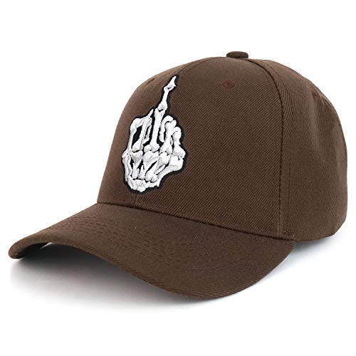Trendy Apparel Shop Skeleton Middle Finger Embroidered Baseball Cap