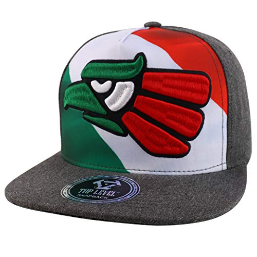Trendy Apparel Shop Mexico Eagle Embroidred Flag Printed 5 Panel Flatbill Snapback Baseball Cap