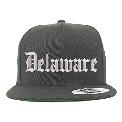 Trendy Apparel Shop Delaware State Old English Embroidered Flatbill Snapback
