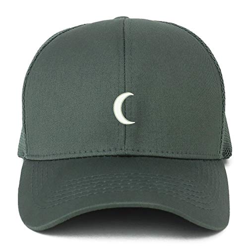 Trendy Apparel Shop XXL Crescent Moon Embroidered Structured Trucker Mesh Cap