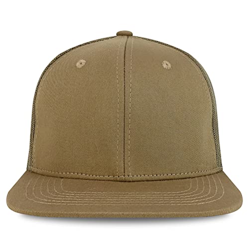 Trendy Apparel Shop Plain Solid Cotton Mesh Flatbill Snapback Cap