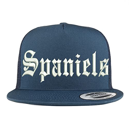 Trendy Apparel Shop Old English Spaniels 5 Panel Flatbill Trucker Cap