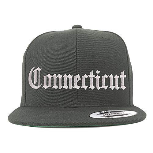 Trendy Apparel Shop Connectiut State Old English Embroidered Flatbill Snapback