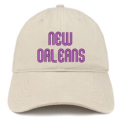Trendy Apparel Shop New Orleans Text Embroidered Soft Crown 100% Brushed Cotton Cap