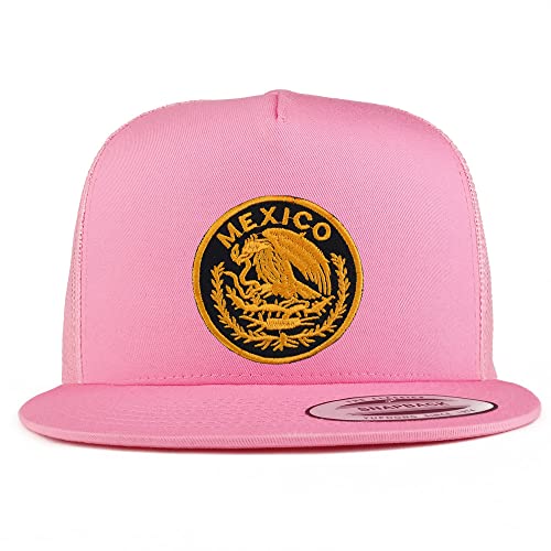 Trendy Apparel Shop Circular Mexico Patch 5 Panel Flatbill Trucker Cap