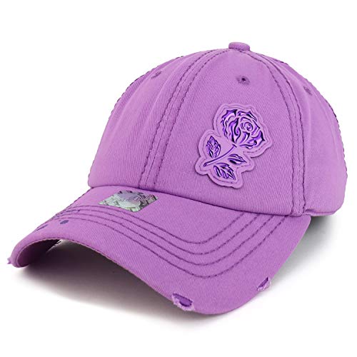 Trendy Apparel Shop Rose High Frequency Patch Frayed Women's Baseball Cap