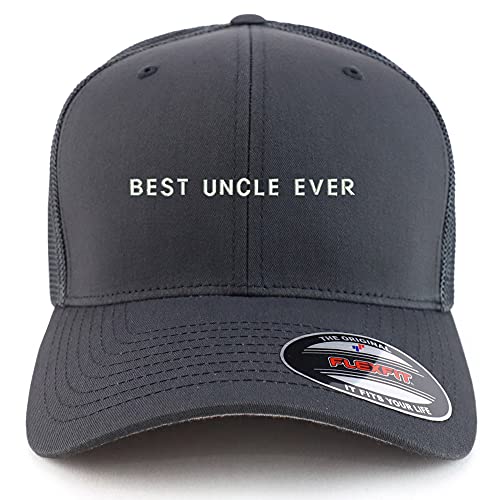 Trendy Apparel Shop Oversized XXL Best Uncle Ever One Line Embroiderd Structured Fitted Trucker Mesh Cap