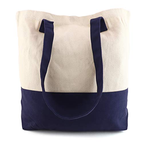 Trendy Apparel Shop Colorblock Cotton Twill Large Tote Bag