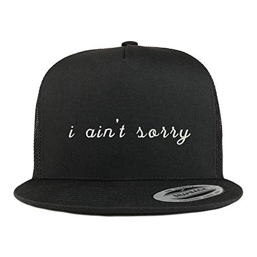 Trendy Apparel Shop Flexfit XXL I Ain't Sorry Embroidered 5 Panel Flatbill Trucker Mesh Cap