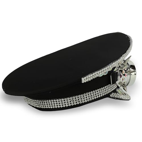 Trendy Apparel Shop Festival Party Sparkly Sequin Rhinestone Captain Hat