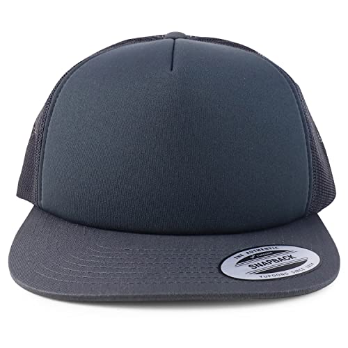 Trendy Apparel Shop XXL Oversize 5 Panel Foam Trucker Flatbill Snapback Cap