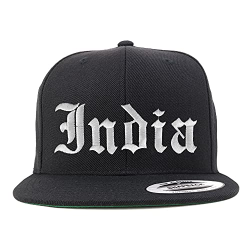 Trendy Apparel Shop India Old English Embroidered Flatbill Snapback Baseball Cap