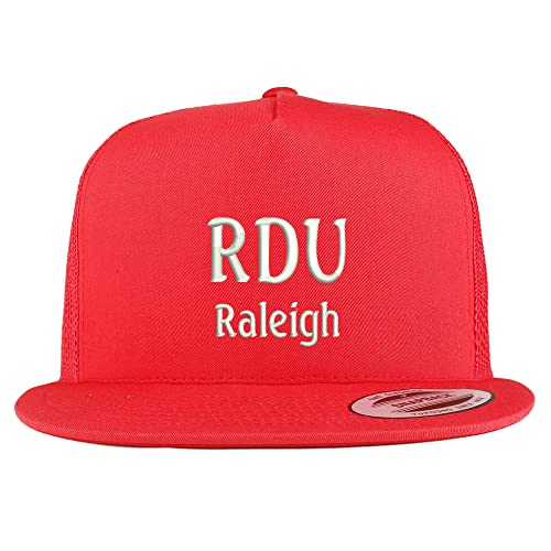 Trendy Apparel Shop RDU Raleigh Embroidered 5 Panel Flatbill Trucker Cap