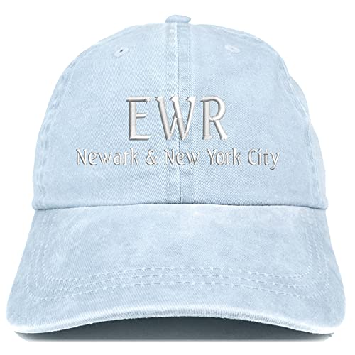 Trendy Apparel Shop EWR Newark and New York City Embroidered Pigment Dyed Washed Baseball Cap
