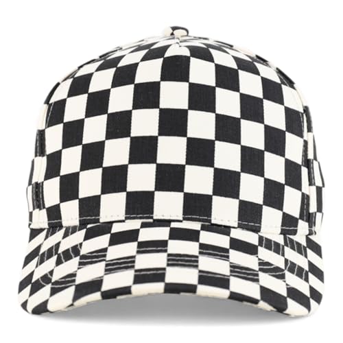 Trendy Apparel Shop Structured 5 Panel Checkered Print Baseball Cap